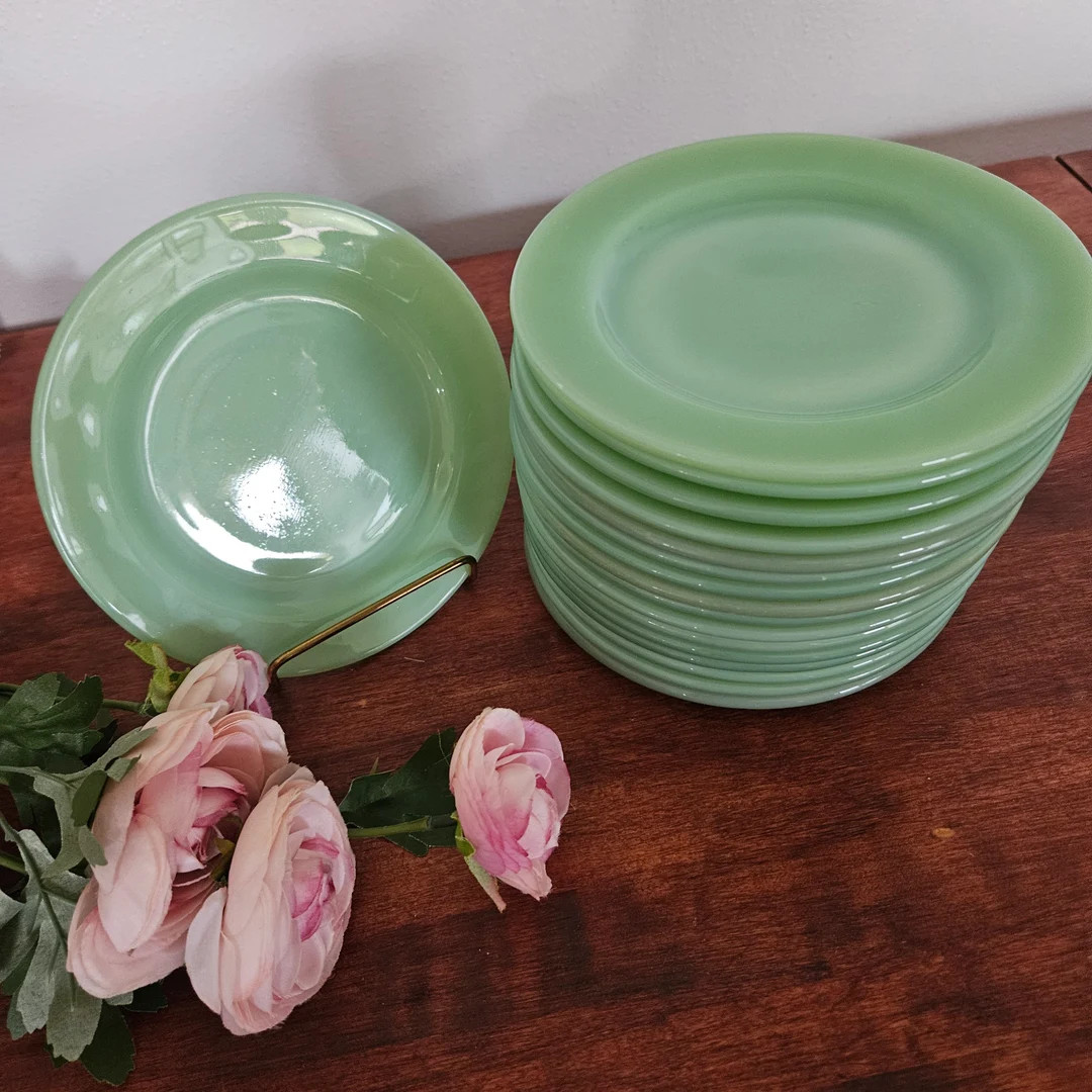 Fire King Jade-ite Jadeite 6 3/4 Inch Restaurant Bread and Butter Plates Vintage Retro Heavy Oven... | Etsy (US)