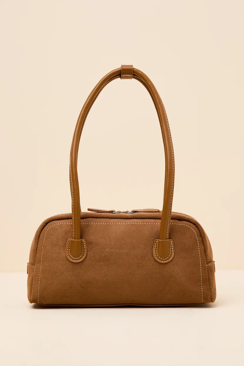 Jori Light Brown Suede East-West Shoulder Bag | Lulus