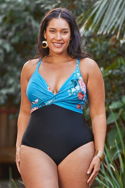 Ember Floral Wrap Plus Size One Piece Swimsuit | Cupshe
