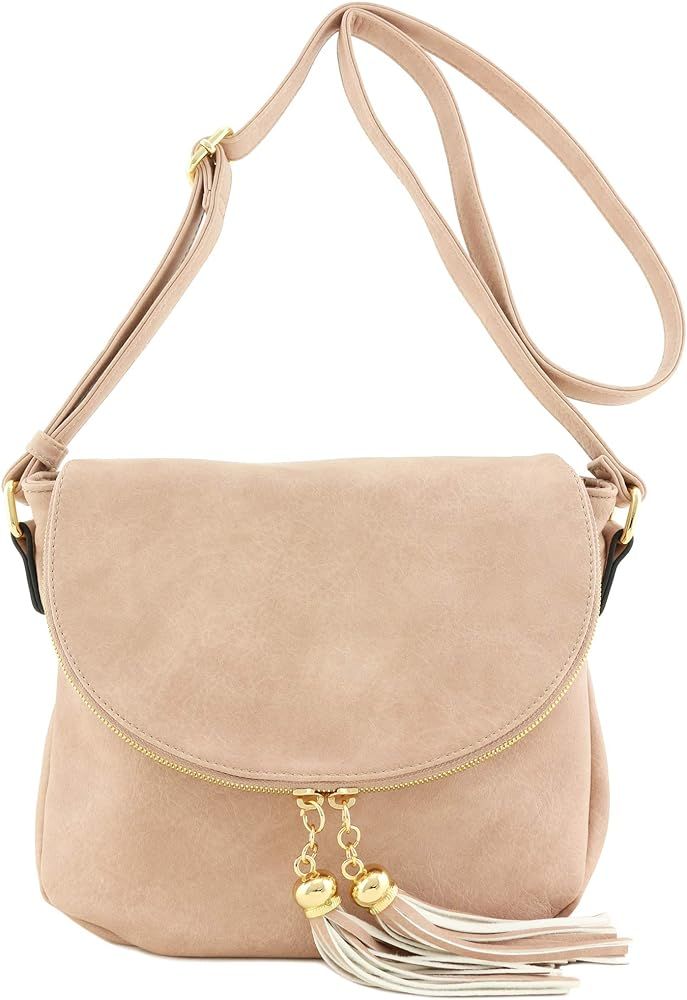 Tassel Accent Crossbody Bag with Flap Top | Amazon (US)