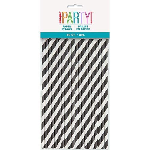 Unique Black Striped Paper Straws - 40 Count - Unique Style & Fun Drinking Experience, Perfect for Parties, Celebrations, and Everyday Use | Amazon (US)