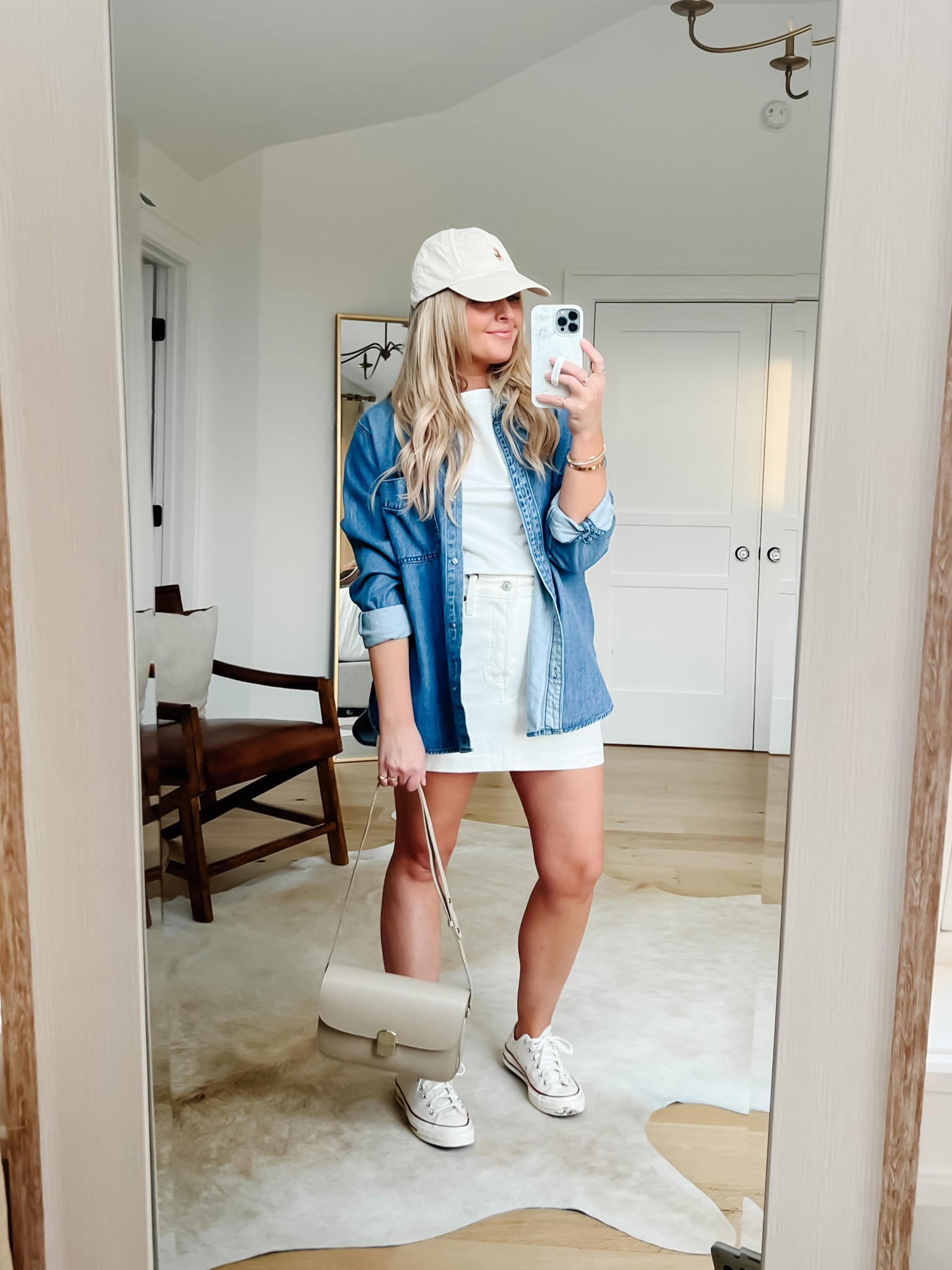 Spring capsule wardrobe outfit ideas. Target shirt Jacket shacket - size up! Great quality. 

Denim Shirt: Size Up (in large)
Denim Skirt: Size up for length
Basic Tee: Size up a few sizes (in XL)


#LTKfindsunder50 #LTKstyletip