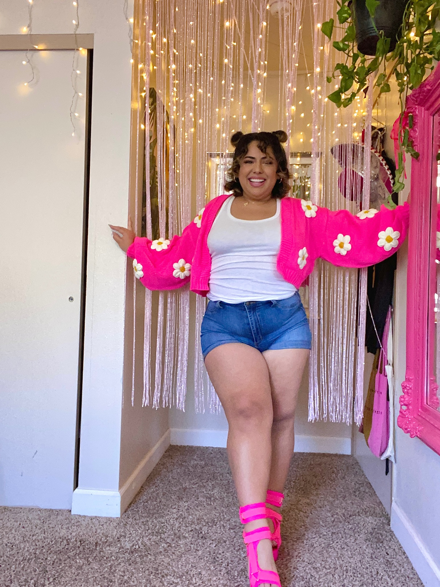 Hot Pink Flower Cardigan 