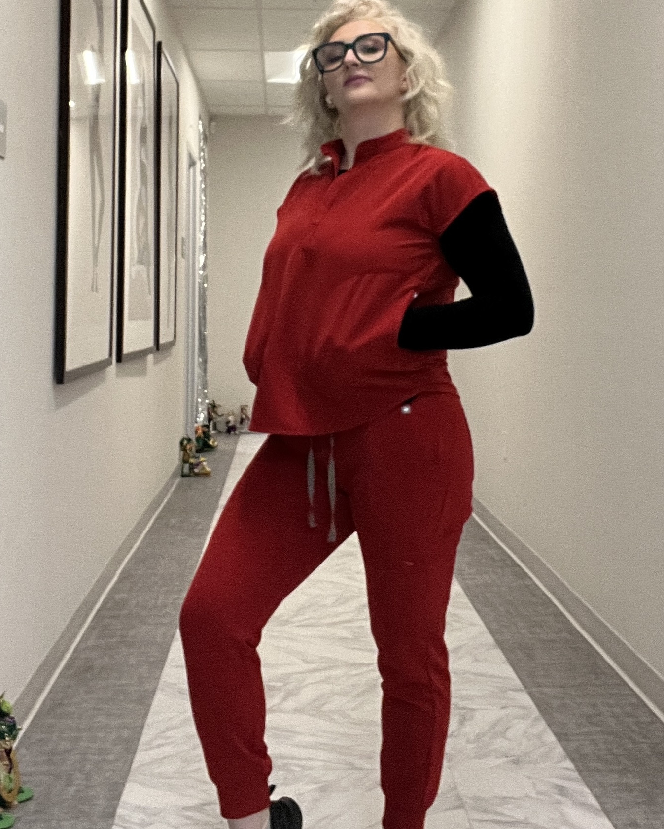 Clinics are always freezing so I wear a fitted long sleeve under my scrubs almost every day.

This Amazon one is soft, lightweight, and perfect for layering.

Linking it here.
