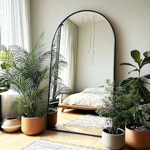 KOMCOTE Arch Mirror Full Length,Floor Length Mirror,Arched Floor Mirror,76''x34'' Wall Mirror Full Length,Oversized Floor Mirror,Bedroom Mirror Full Length,Black Floor Mirror Living Room Cloakroom | Amazon (US)