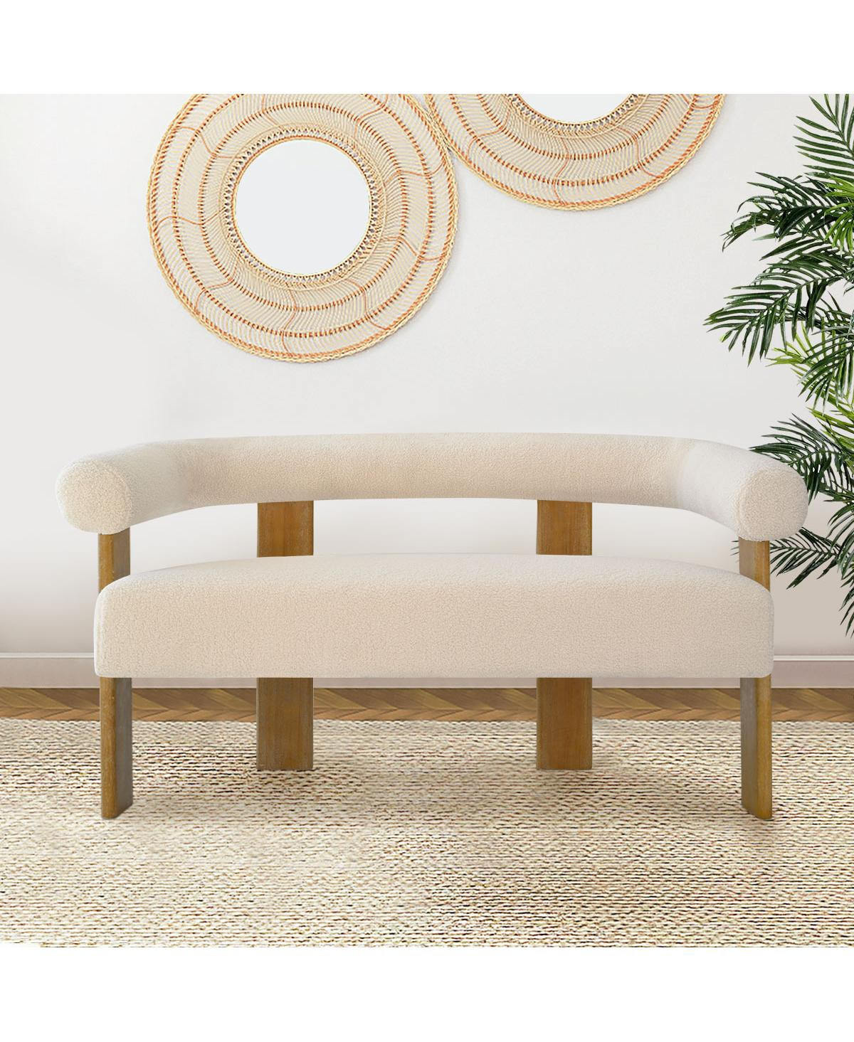 Curved Boucle Loveseat Sofa, Upholstered 2-Seater Modern Accent Couch for Living Room-Maison Boucle - Beige | Macy's