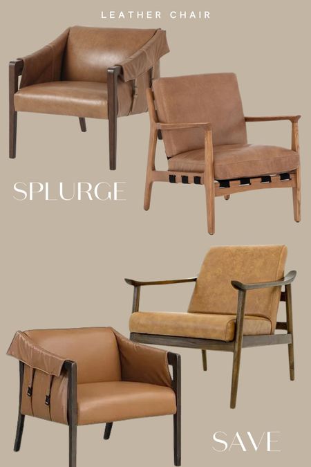 Save and splurge on the best leather chairs - great for an accent. Hair in a basement or living space. 
We have and love the chair on the top right! 

#LTKhome