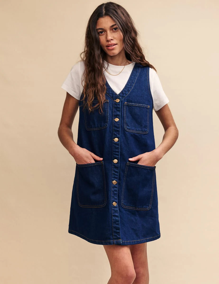 Dark Denim Pinafore Kacey Mini Dress | Nobody's Child