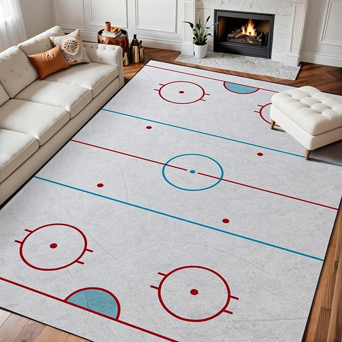 9x12 Area Rugs for Bedroom Boho Washable Rug for Living Room Hockey Rink Hockey Rink Box Carpet f... | Amazon (US)