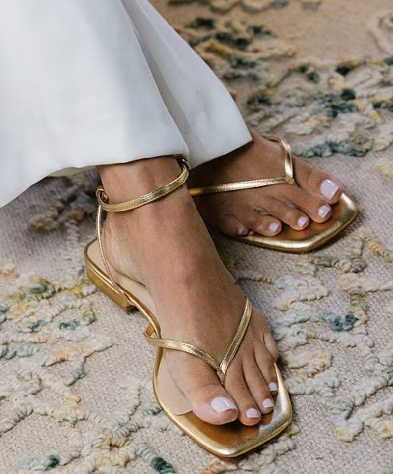 Dillards - Mary Leather Ankle Strap Thong Flat Sandals 

 