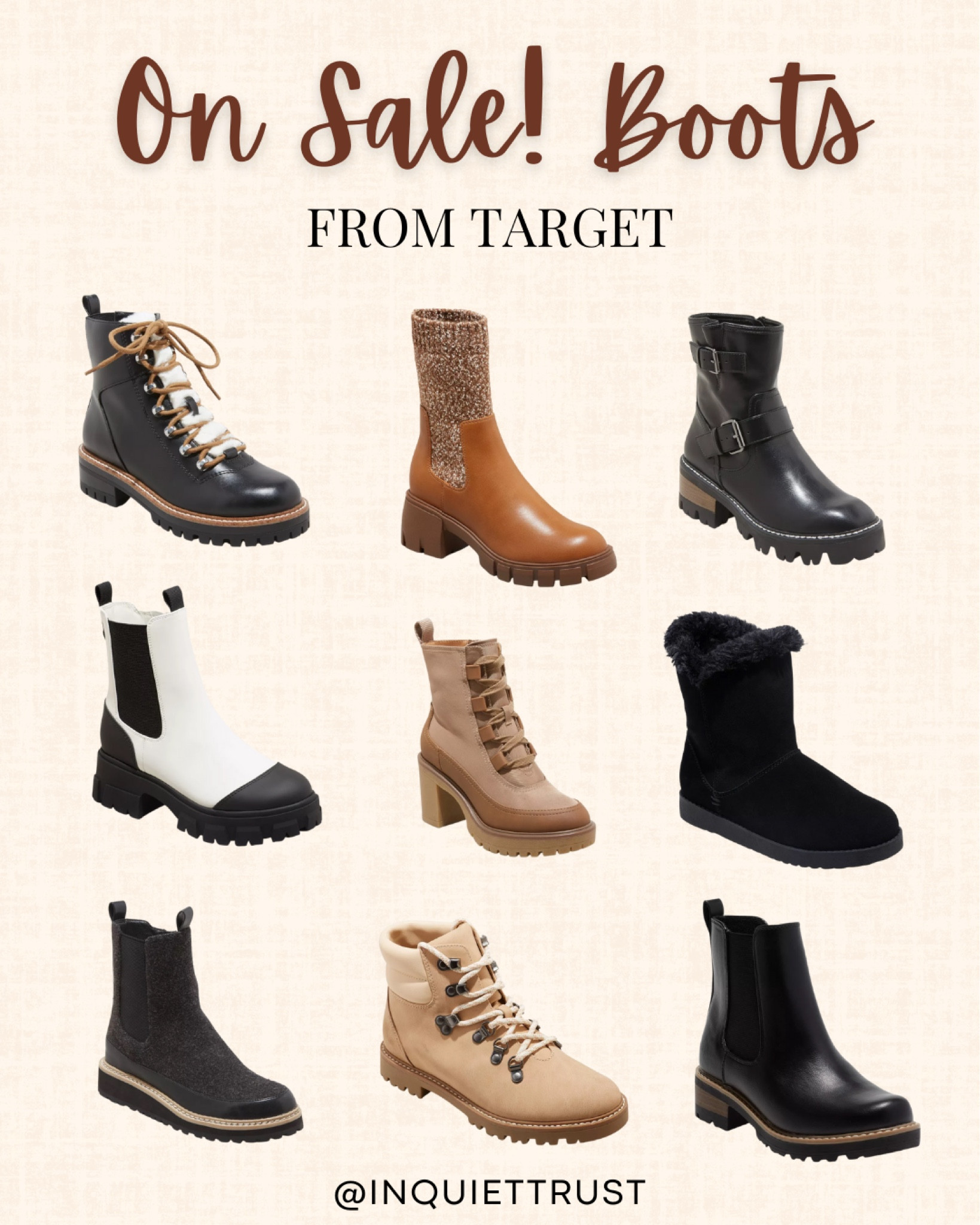 Cute boots from Target on sale!

#onsalenow #targetfinds #winterfashion #winterstyle

#LTKSeasonal #LTKunder50 #LTKshoecrush