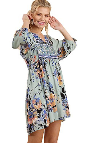 Umgee Women's Bohemian Tunic or Dress (L, Sage Combo) | Amazon (US)