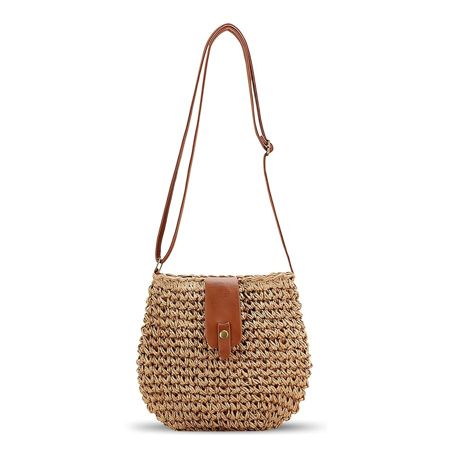Small Straw Crossbody Bag for Women Boho Handmade Woven Summer Beach Bag Handbags Shoulder Purse ... | Amazon (US)