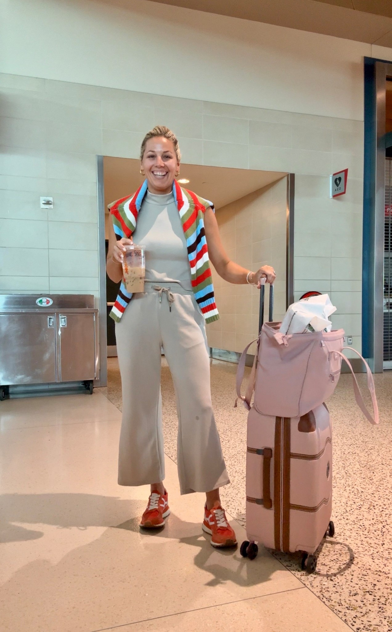 Travel fit home! Set- Amazon, size small, sweater, Walmart but mostly sold out (link in bio on Instagram profile) shoes- Veronica beard, luggage- delsey 

#LTKPetite #LTKTravel #LTKStyleTip