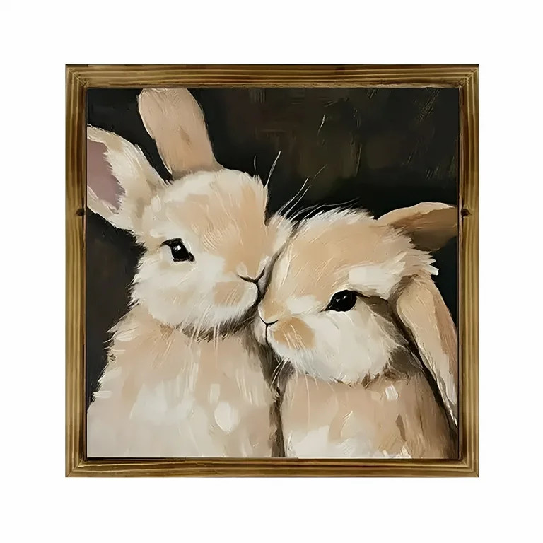 LAMIRO Easter Wall Art for Living Room Decor Vintage Bunny Flower Painting on Canvas Print for Be... | Walmart (US)