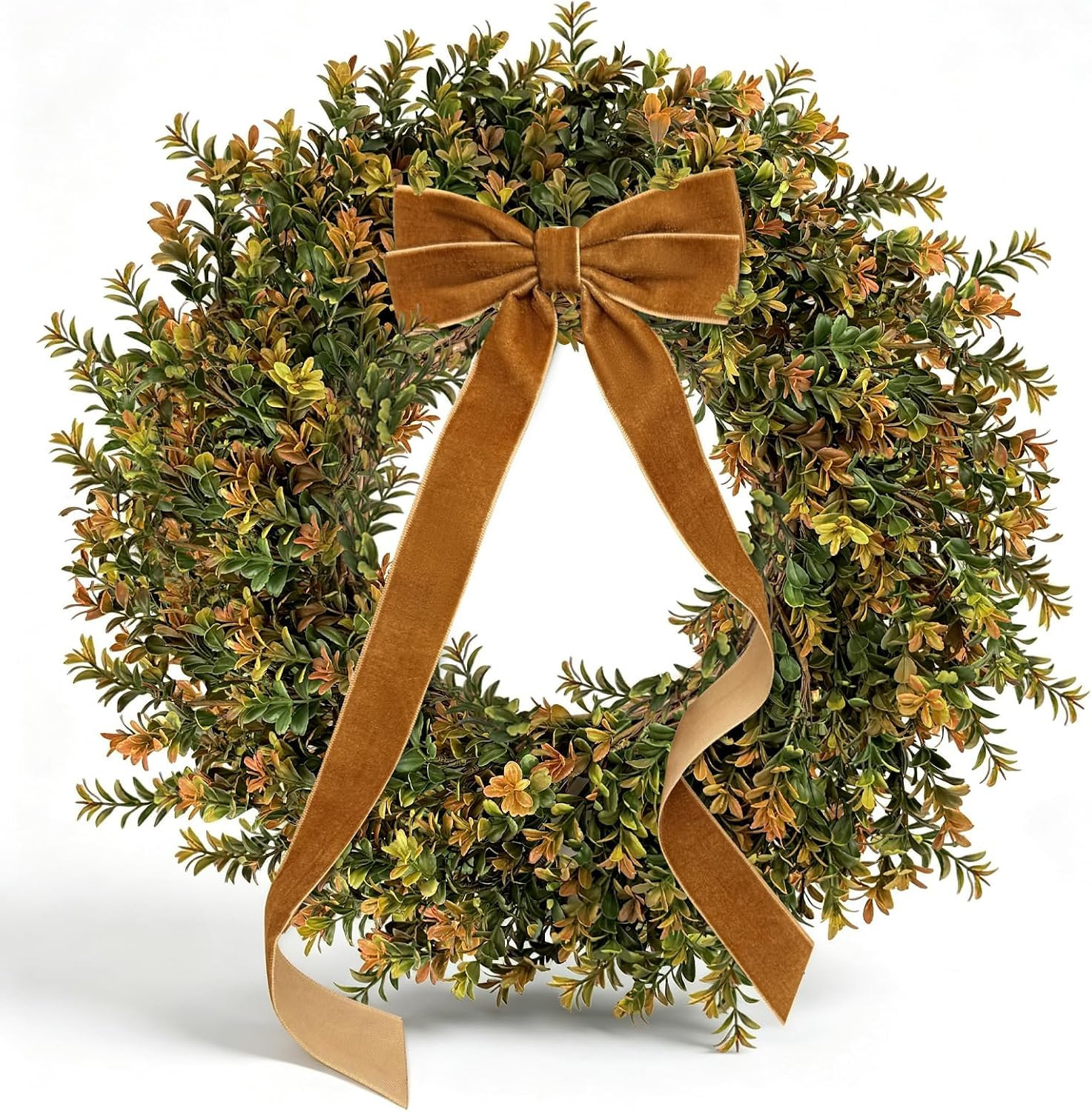ICX 24-26'' Fall Boxwood Wreaths for Front Door Decor, Fall Wreath with Bow | Amazon (US)
