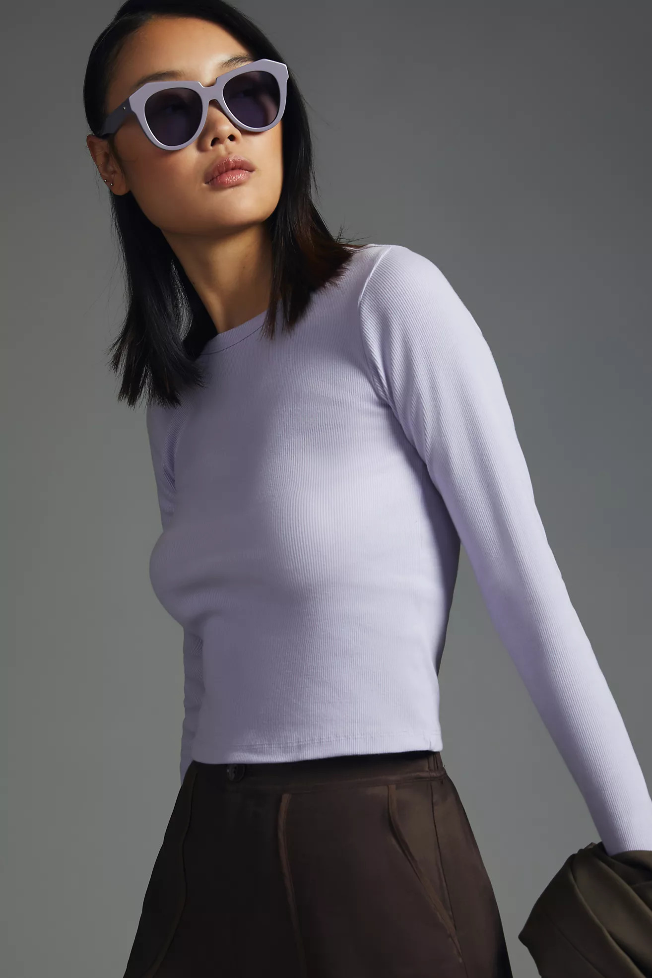 Maeve Long-Sleeve Ribbed Baby Tee | Anthropologie (US)