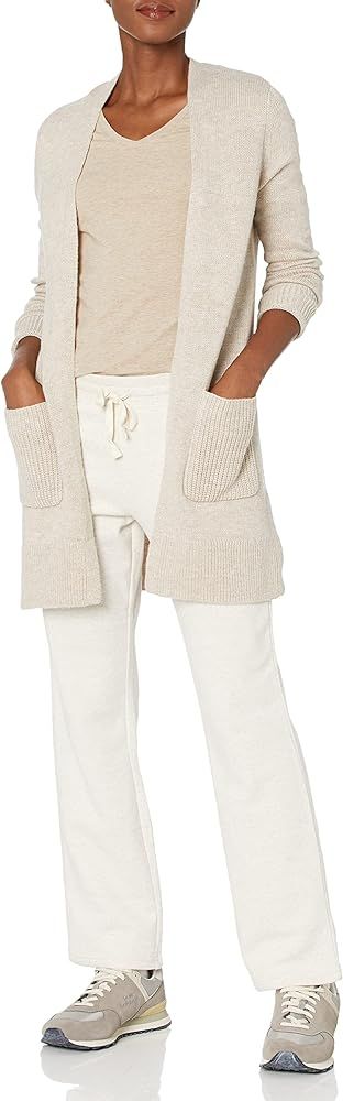 Amazon Essentials Women's Long-Sleeve Jersey Stitch Open-Front Cardigan | Amazon (US)