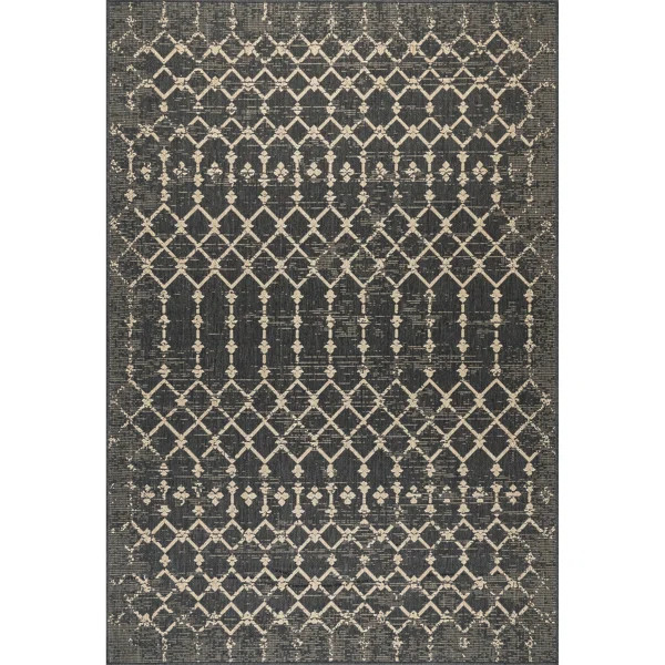Indie Geometric Indoor / Outdoor Area Rug in Charcoal | Wayfair North America