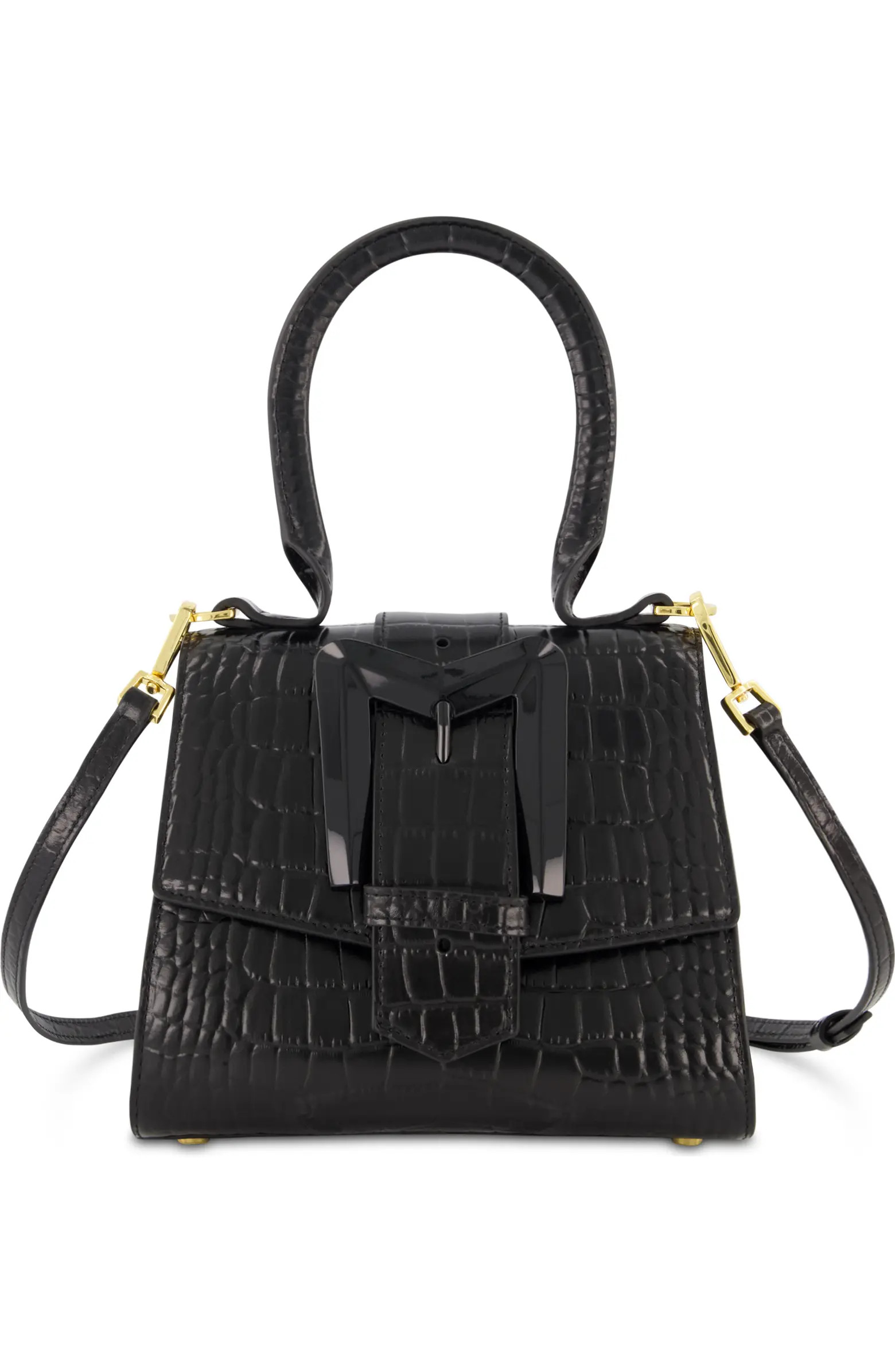 Crocodile Leather Buckle Detail Mini Handbag | Nordstrom