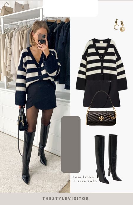 Love this cardigan so much! Picked up s for an oversized fit and looks good with many other items. Paired it with a skort from zara but linked similar. Read the size guide/size reviews to pick the right size.

Leave a 🖤 to favorite this post and come back later to shop

#striped cardigan #knee high boots #casual chic #mini skirt 

#LTKSeasonal #LTKeurope #LTKstyletip