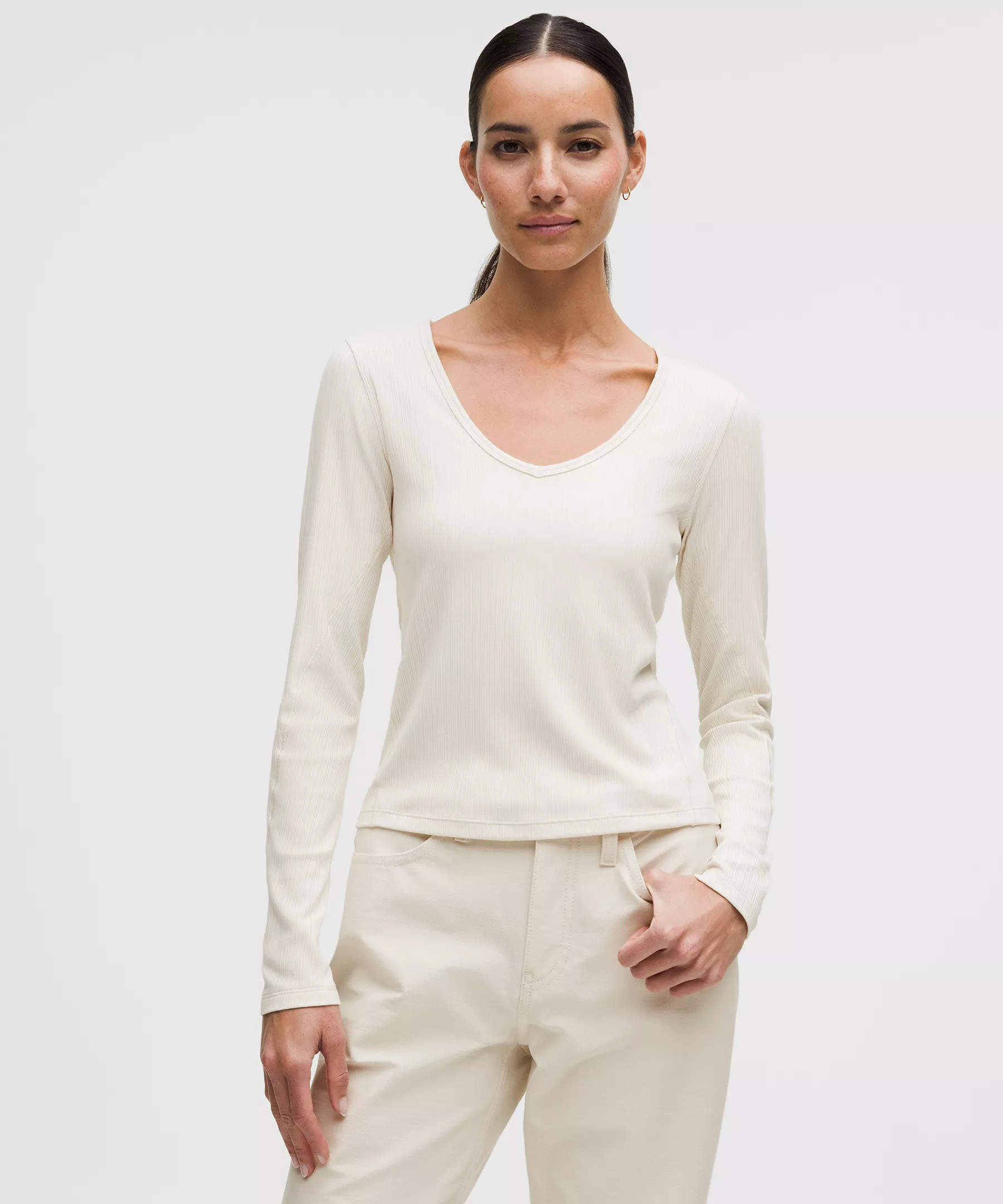 Hold Tight Micro-Rib V-Neck Long-Sleeve Shirt | Lululemon (US)