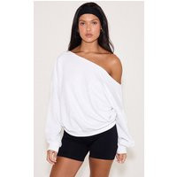 White Oversized Off Shoulder Sweatshirt | PrettyLittleThing US