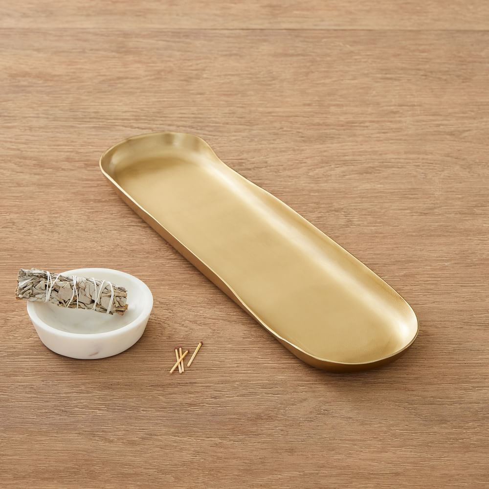 Organic Metal Dark Brass Xl Round Tray, Set of 2 | West Elm (US)