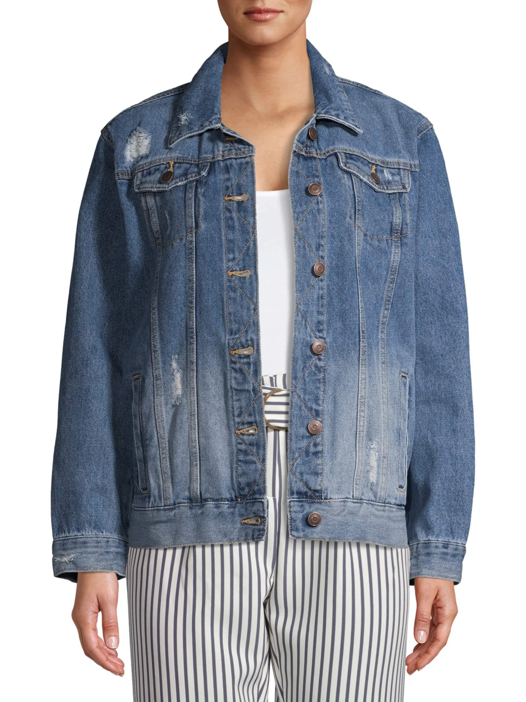 Time and Tru Women's Trucker Jean Jacket | Walmart (US)