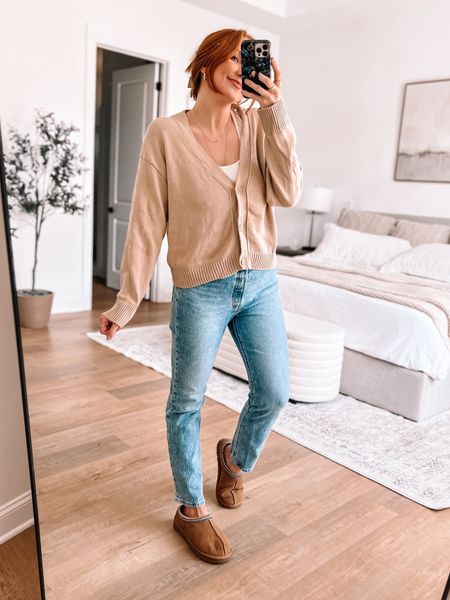 The cutest amazon cardigan! So on trend right now and washed/dried easily! 

Fall, fall outfit, fall style, fall fashion, Levi’s jeans, Uggs, trendy 

#LTKstyletip #LTKfindsunder100 #LTKfindsunder50