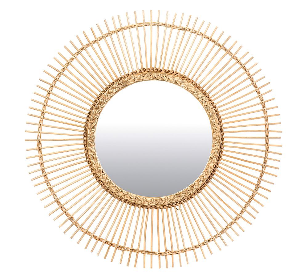 Flynn Round Mirror, Natural, 34.5&amp;quot; | Pottery Barn (US)