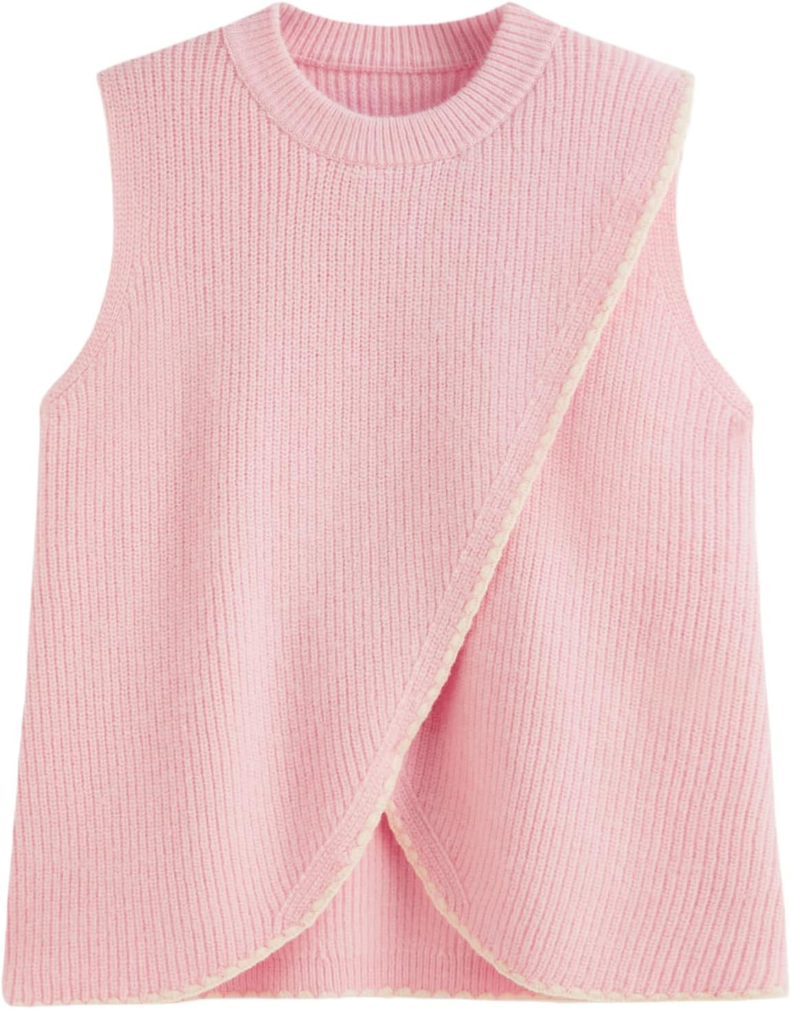 CIDER Sweater Vest Women Wrap Cropped Sweaters Color Block Knit Tank Tops | Amazon (US)