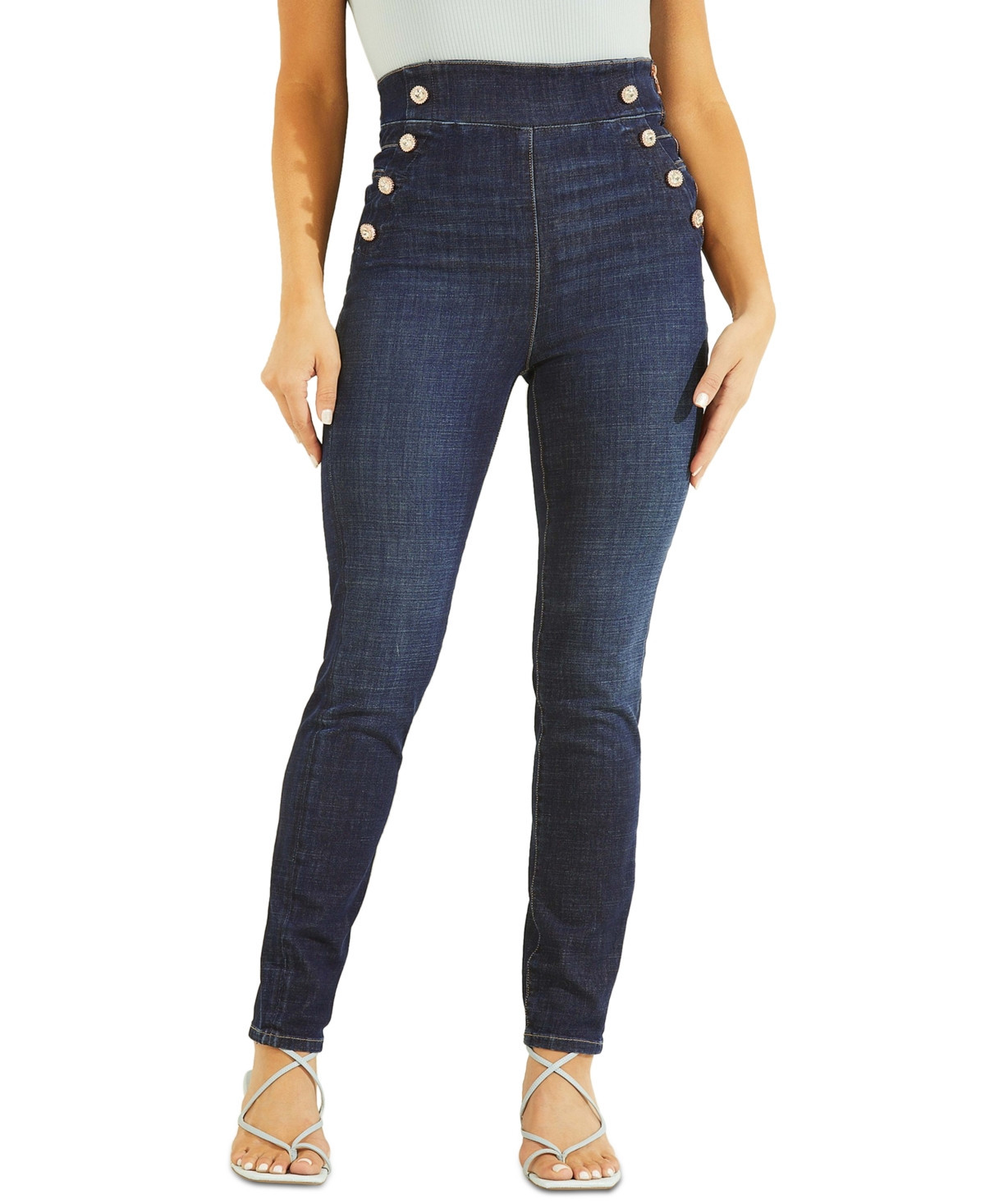 Guess Women's Gwenny Sailor-Button Skinny Jeans | Macys (US)