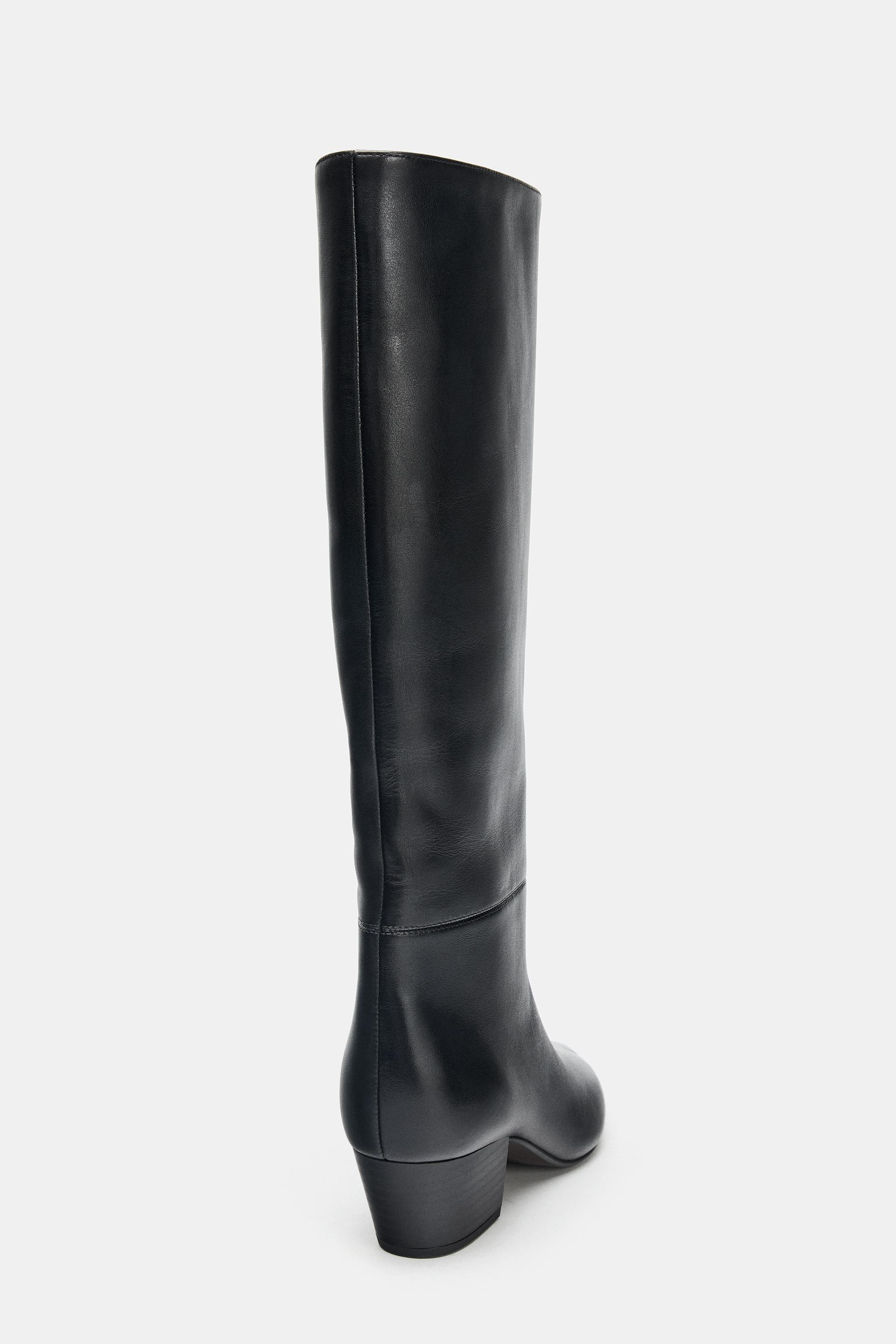 LEATHER HEELED BOOTS | Zara AU