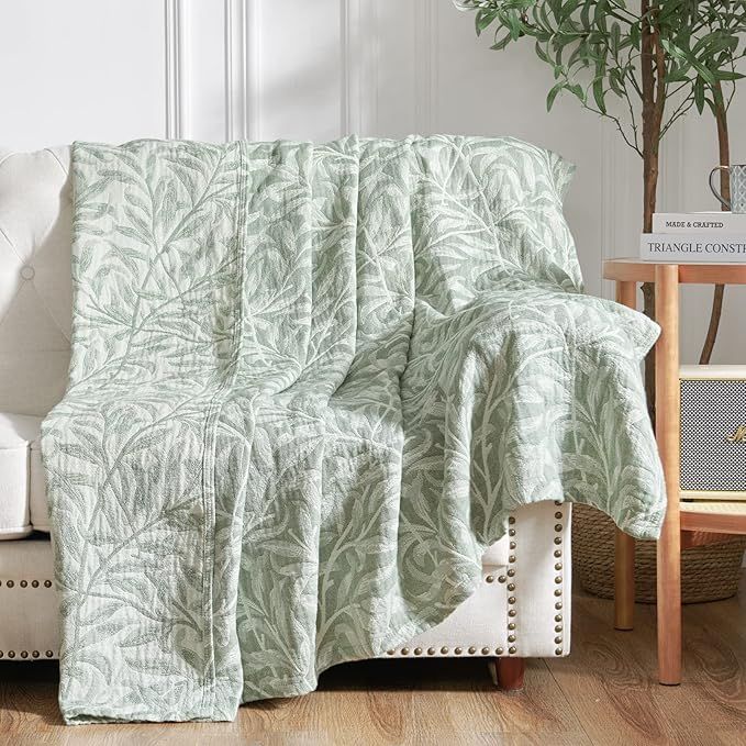 jinchan 100% Cotton Blanket Summer Muslin 50”x60“ Lightweight 3-Layer Quilted Throw Blanket f... | Amazon (US)