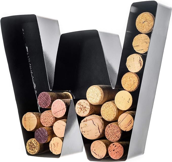 Wine Cork Holder - Metal Monogram Letter (W), Black, Small | Wine Lover Gifts, Housewarming, Enga... | Amazon (US)