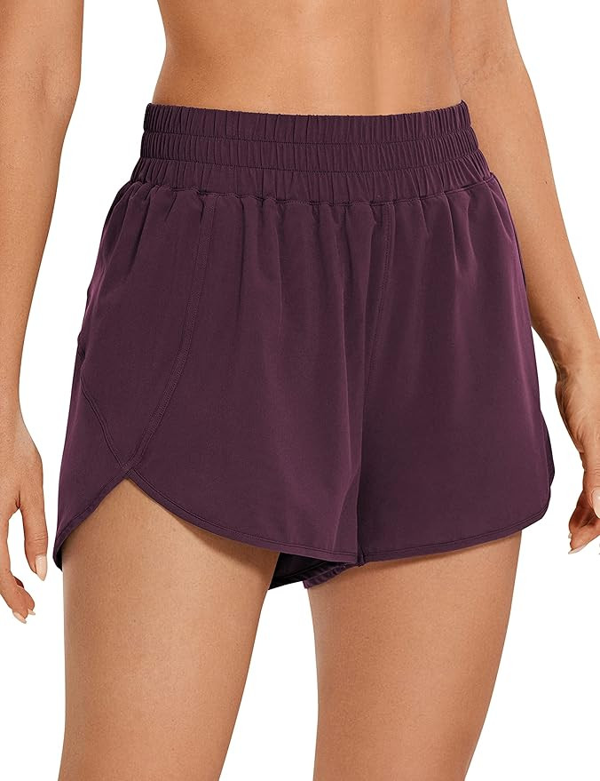 CRZ YOGA Women's High Waisted Running Shorts Mesh Liner - 3'' Dolphin Quick Dry Athletic Gym Trac... | Amazon (US)
