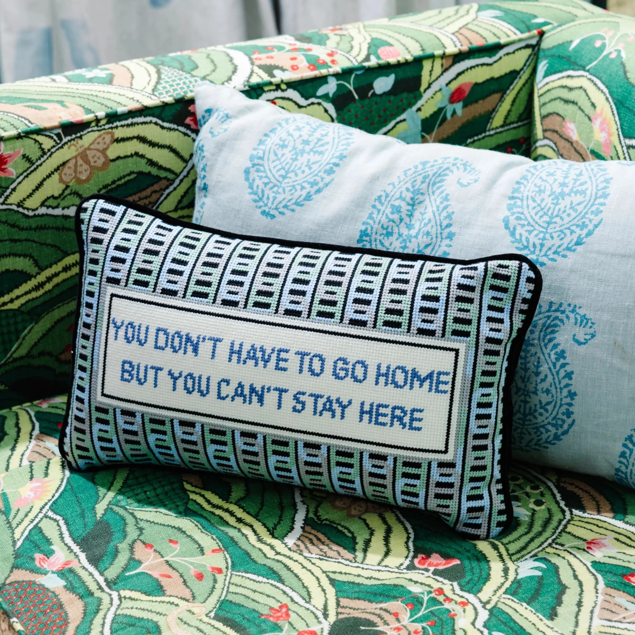 Can't Stay Here Needlepoint Pillow | Furbish Studio
