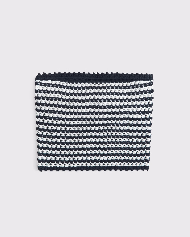 Abercrombie & Fitch Women's Crochet-Style Tube Top in Navy And White - Size XXS | Abercrombie & Fitch (US)