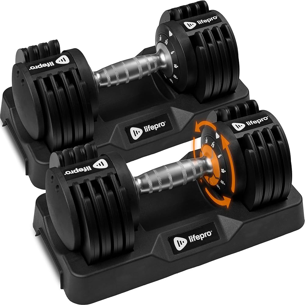 Lifepro Adjustable Dumbbells – 25lb Pair or 90lb Single, Quick-Select Hand Weights for Men/Wome... | Amazon (US)