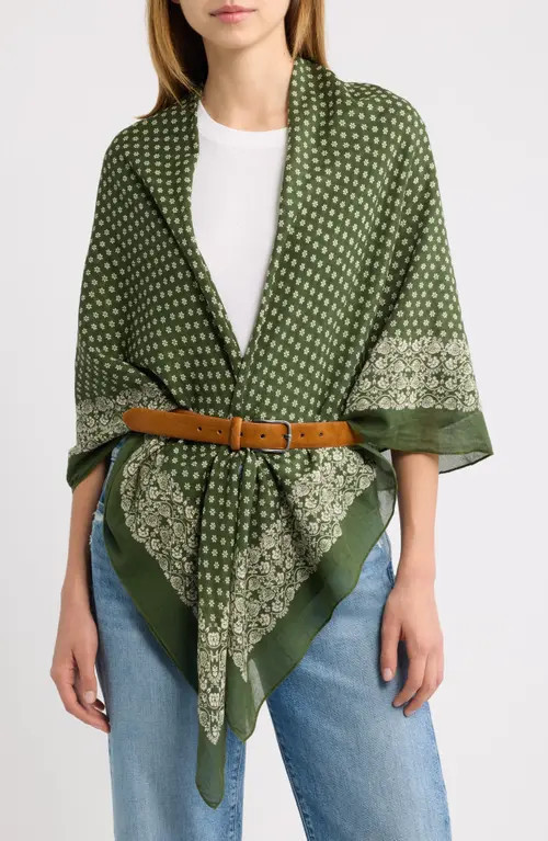 THE GREAT. The Big Cotton Bandana Scarf in Army at Nordstrom | Nordstrom