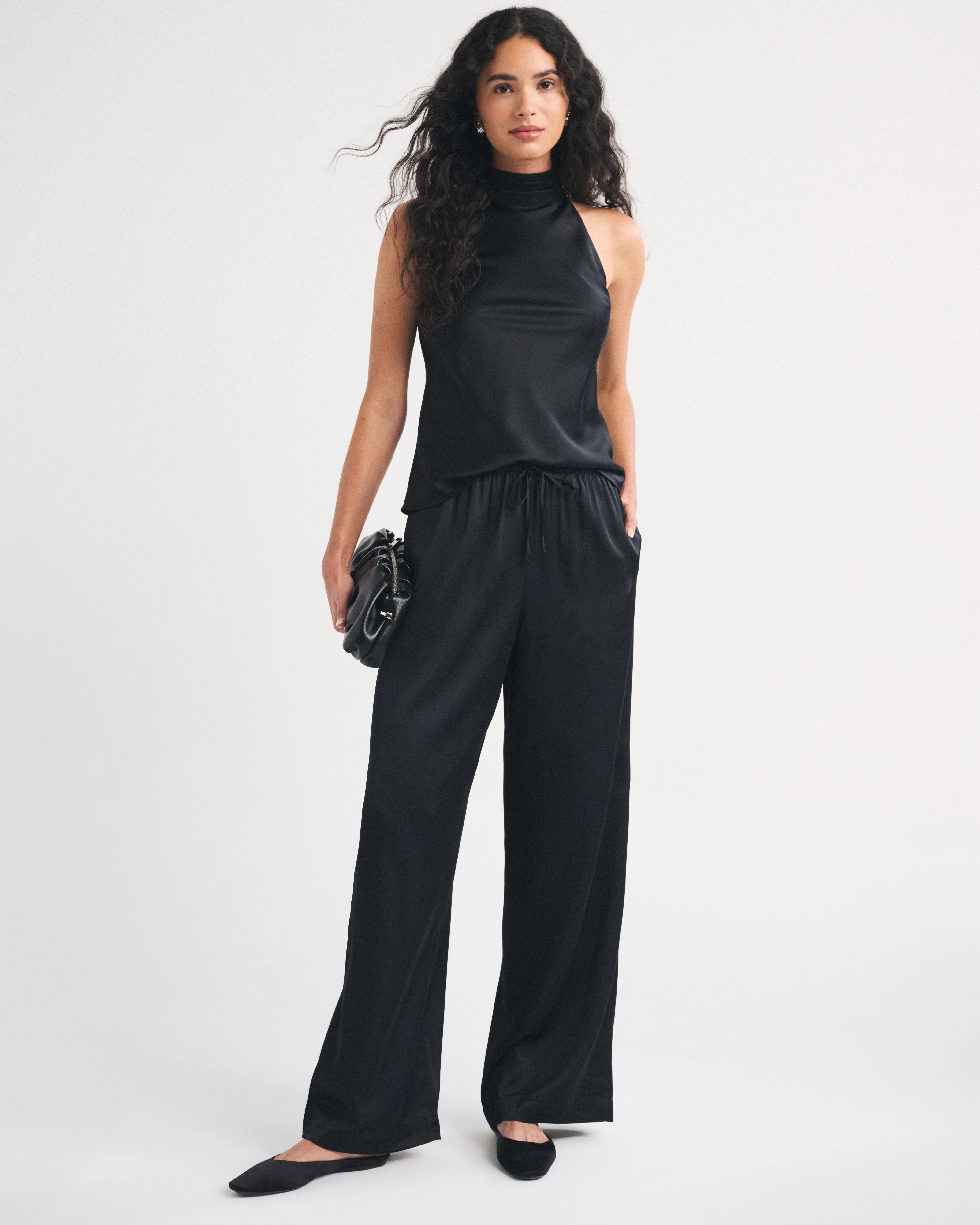A&F Gemma Satin Wide Leg Pull-On Pant | Abercrombie & Fitch (US)