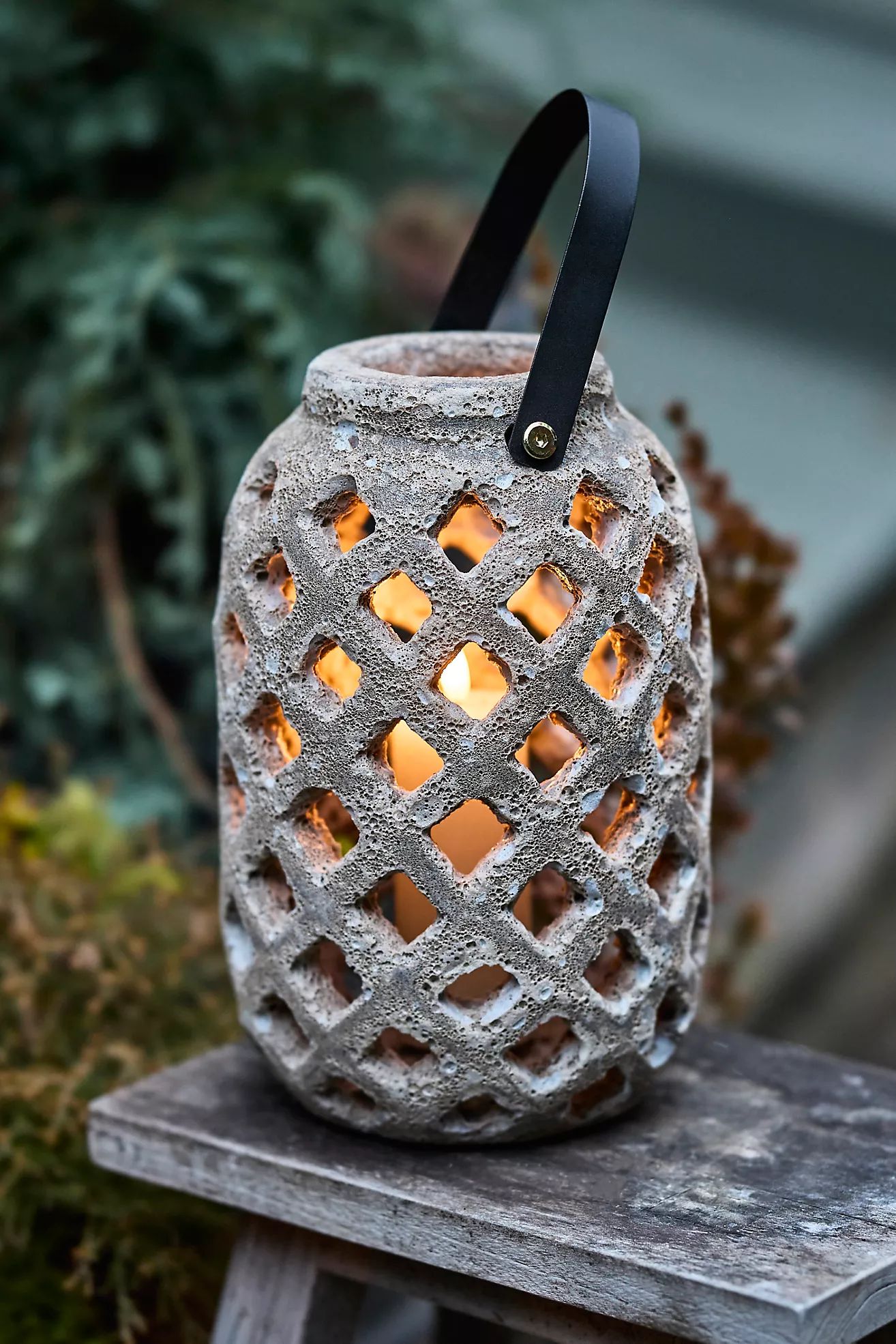 Weathered Lattice Stoneware Lantern | Terrain