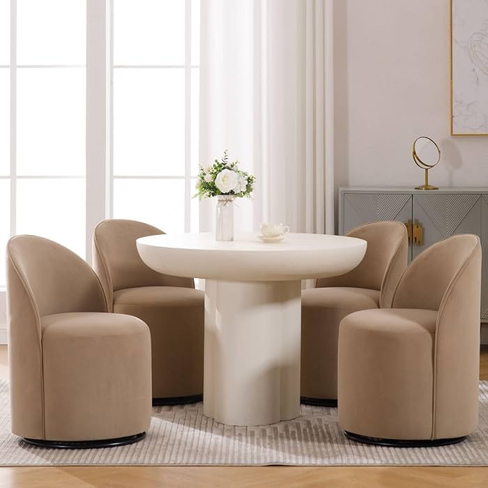 Wahson Velvet Swivel Dining Chair Set of 4, Modern Upholstered Barrel Accent Chair with 360 Degre... | Amazon (US)