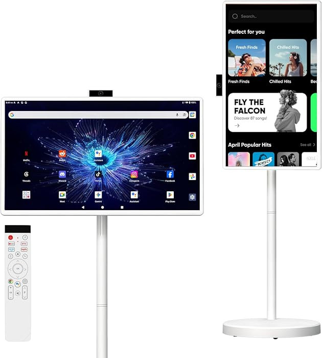 32 Inch Smart Portable TV, FHD Touch Screen Rolling Monitor on Wheels, Android 15 8GB +128GB, Wir... | Amazon (US)