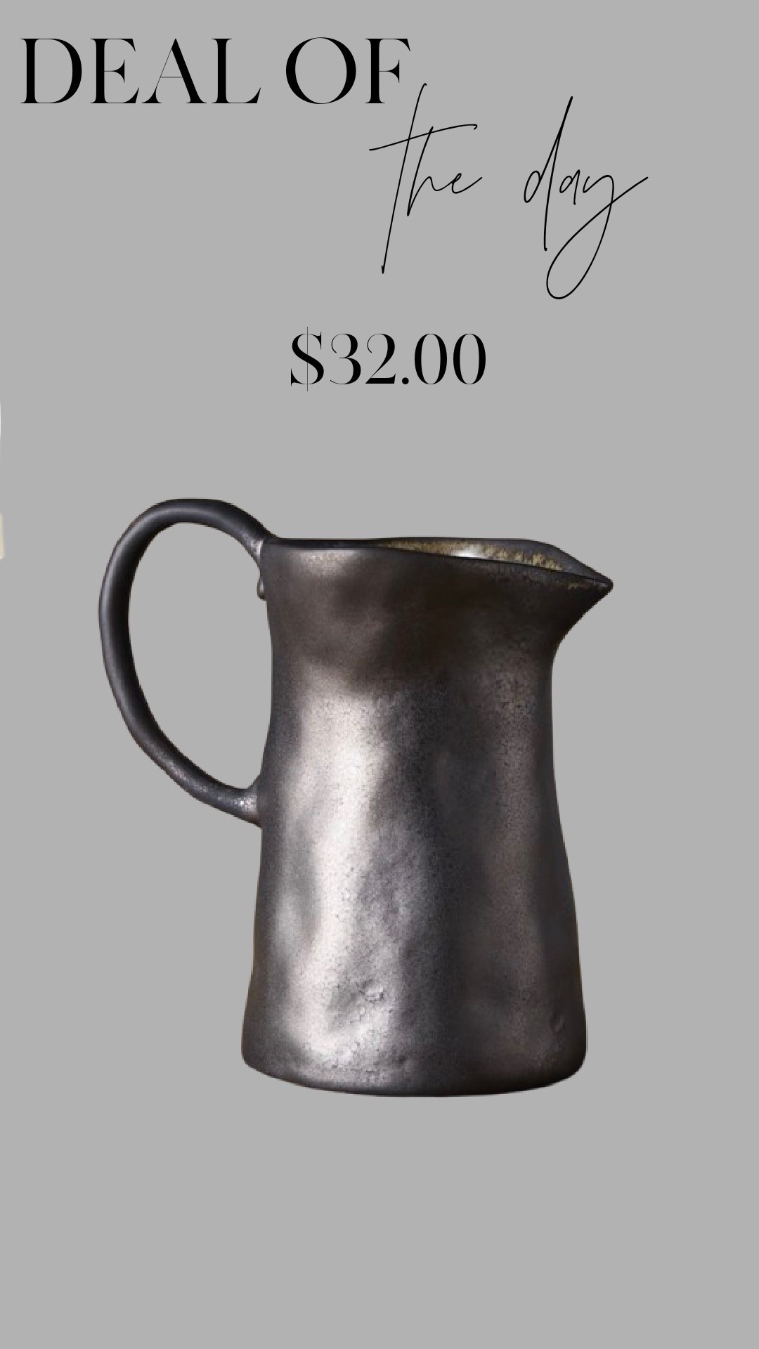 Deal of the day 🤍 This stoneware-style pitcher has the prettiest moody finish and looks like a high-end boutique find. Only $32 and perfect for shelves, tablescapes, or holding stems year-round.

#LTKHome #LTKGiftGuide #LTKSaleAlert