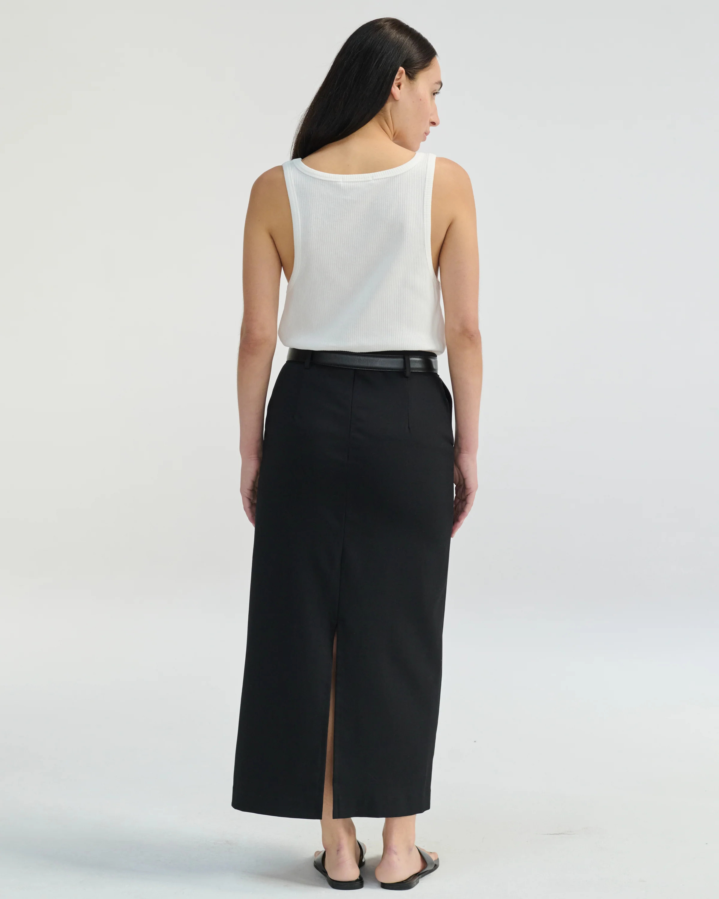 Back Slit Midi Skirt | Almina Concept
