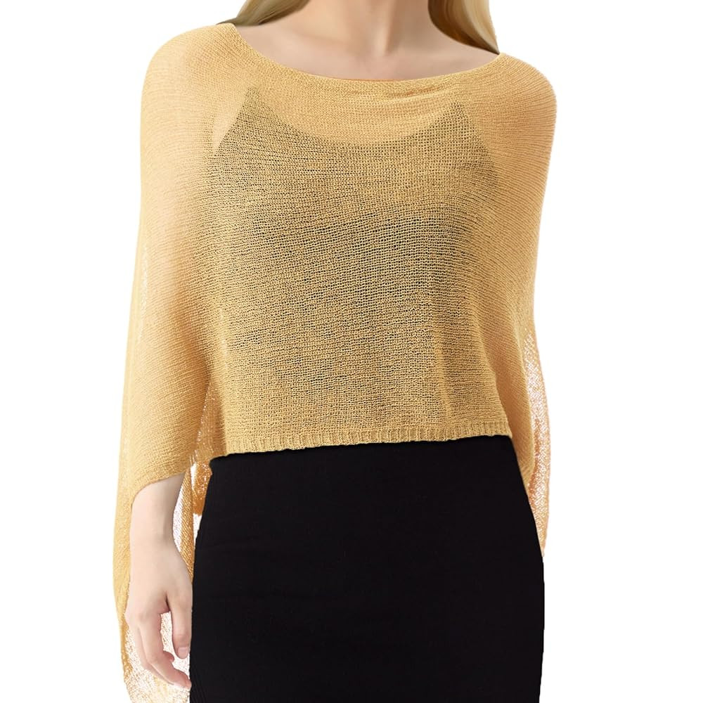 1 Pcs Women Sheer Poncho Shrug Summer Sheer Blouse Top Lightweight Poncho Sheer Bolero for Formal... | Amazon (US)