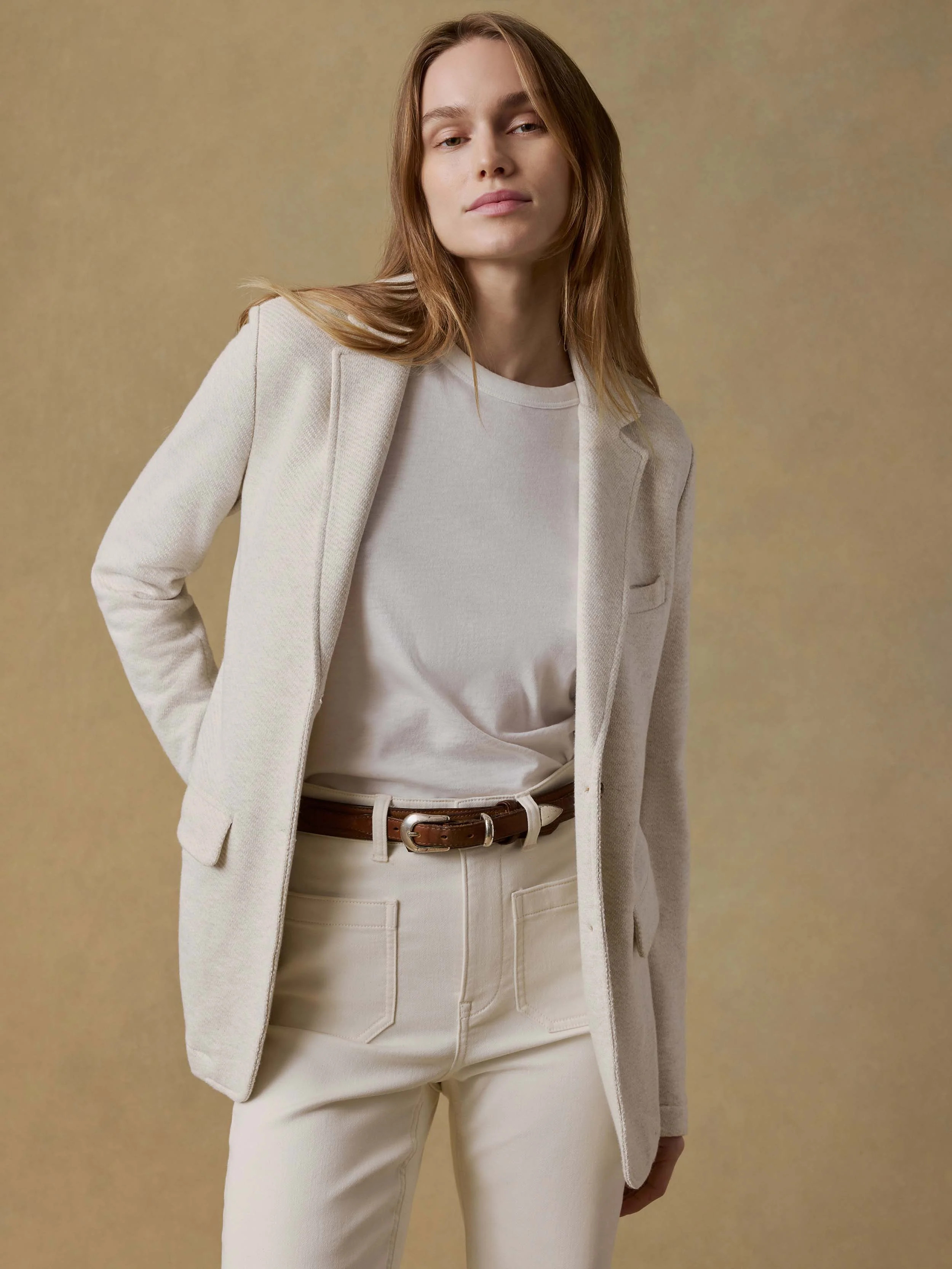 Inlet Knit Blazer - Light Oatmeal Melange | Faherty