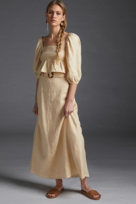 Faithfull Emma Belted Linen Maxi Skirt | Anthropologie (US)